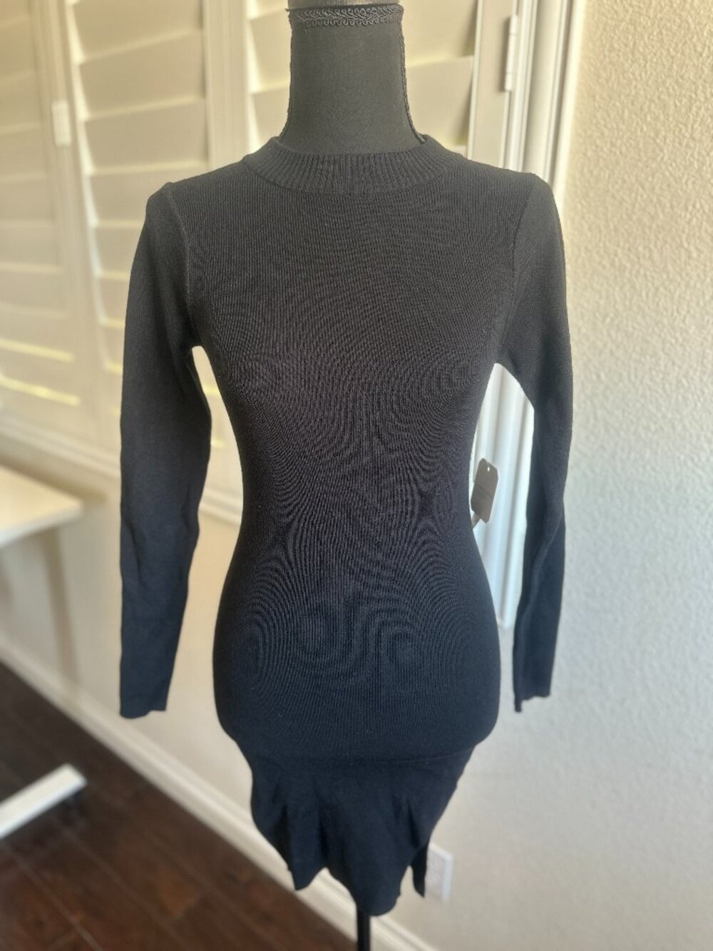 Altar'd State Black Ribbed Mock Neck Dress
